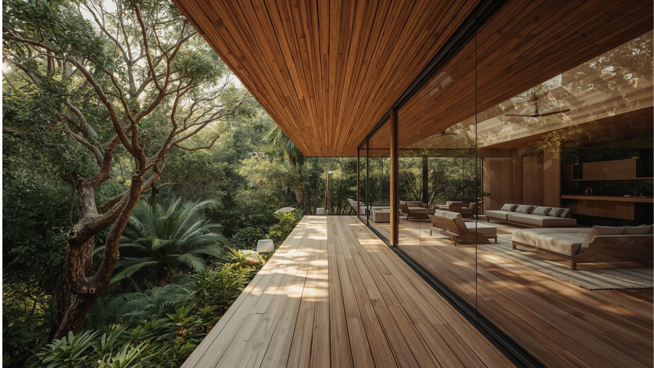 Desain rumah kayu modern minimalis tropis